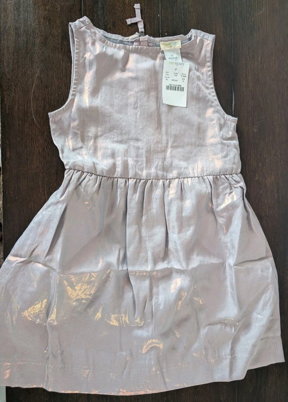 Crewcuts Toddler Girls Silver Metallic Shimmery Party Dress Size 3 NWT